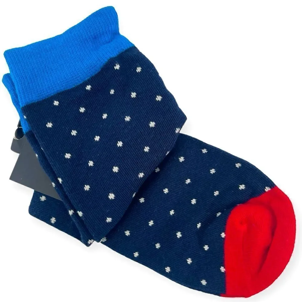 Men’s Red Blue White Speckled Novelty Casual Dress Cotton Crew Socks One Size